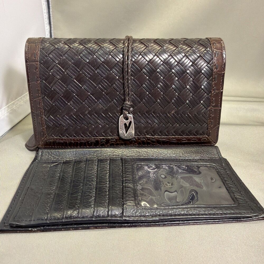 Vintage Brighton "Brazilian Bree" Woven Leather Clutch Wallet Organizer No Strap